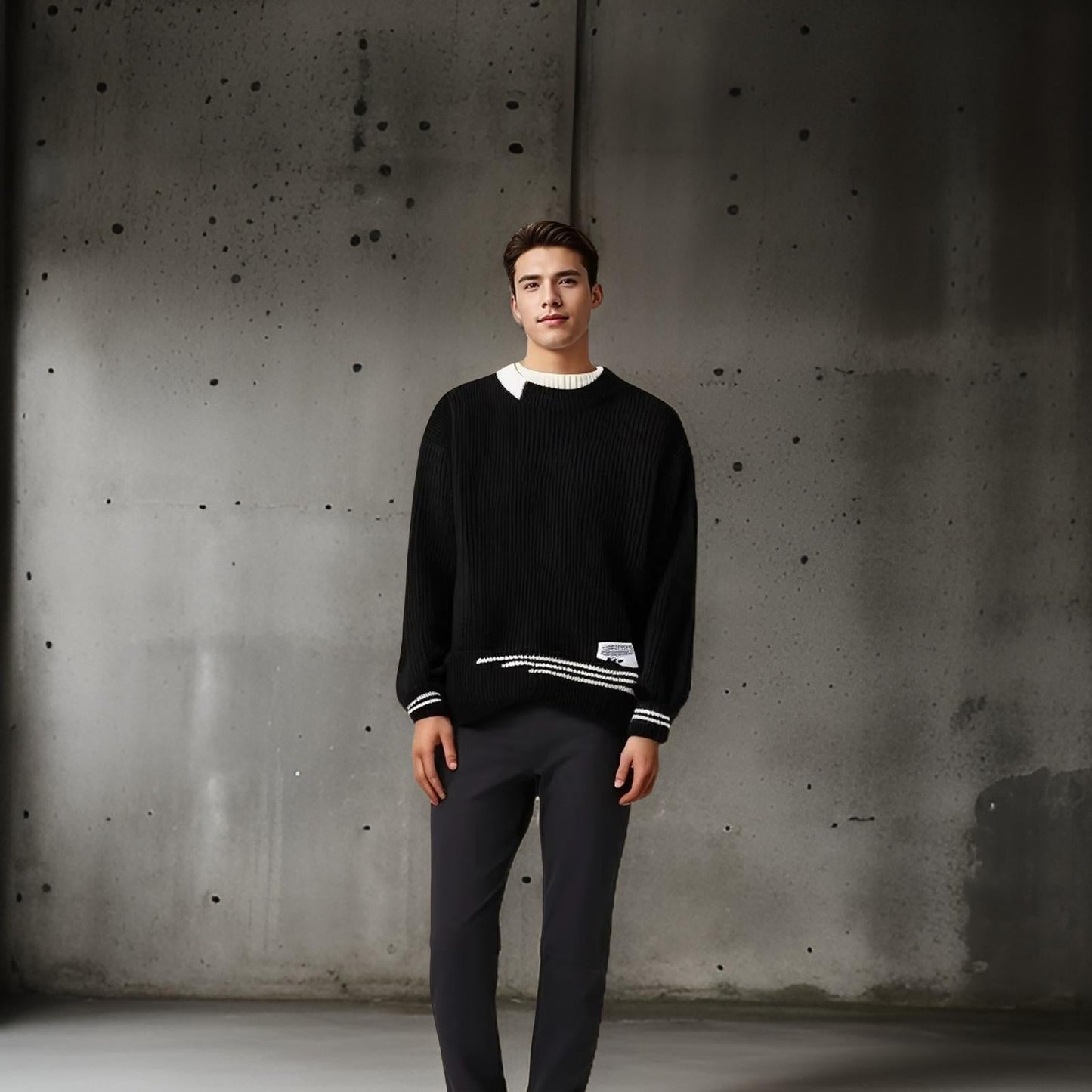 Men’s Ribbed Knit Pullover Sweater