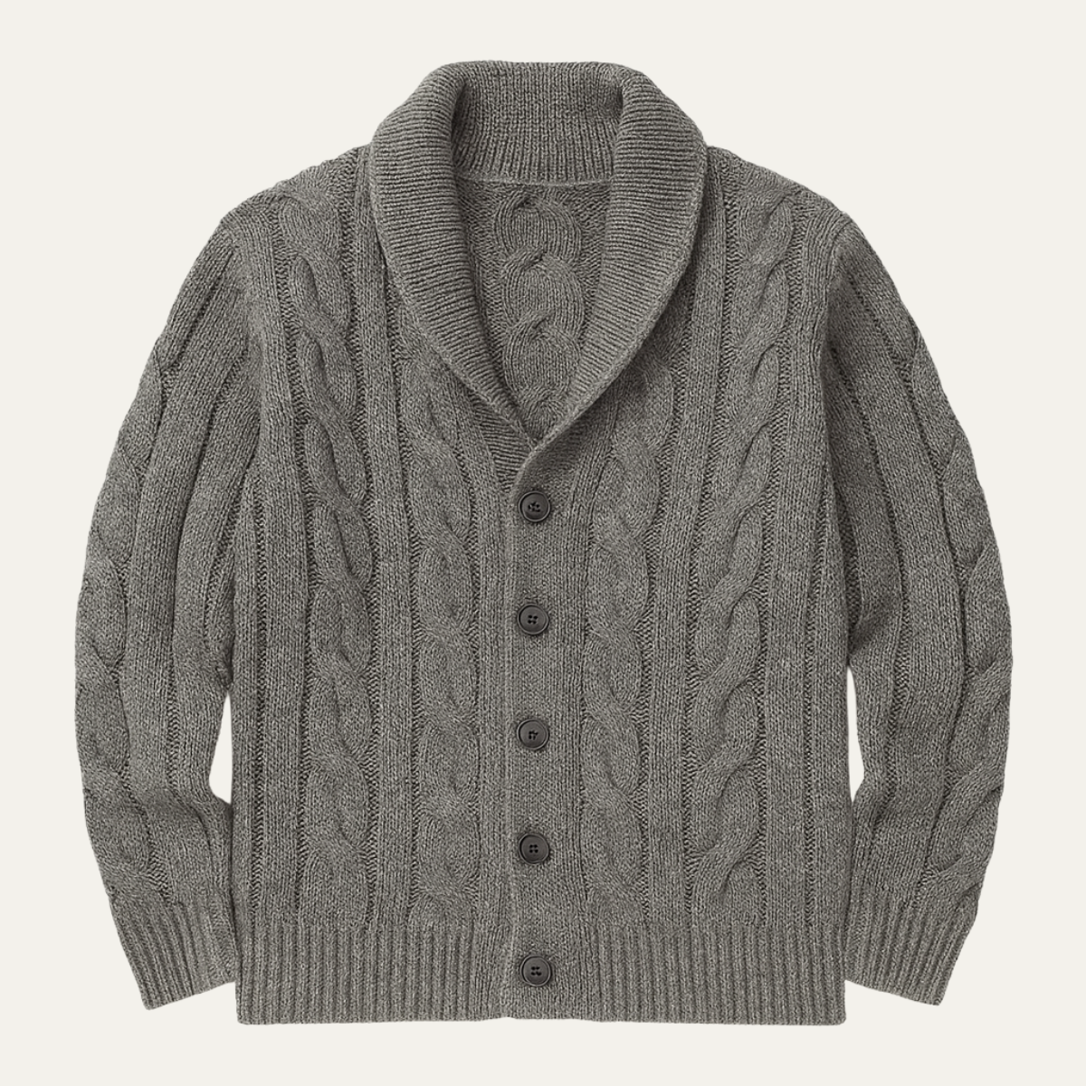Men's Cable Knit Cardigan Shawl Collar Button Up - Fashinoza