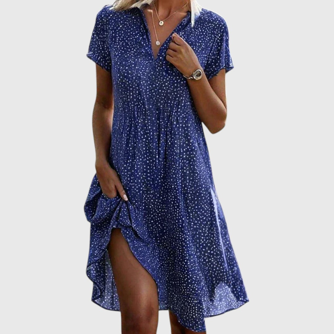 Printed Collared Midi Dress