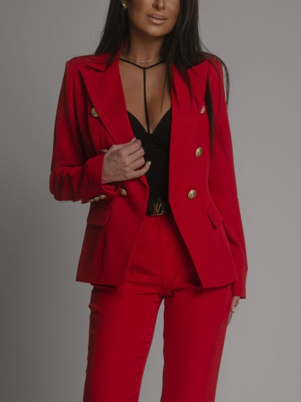 Women's Double Breasted Blazer Suit - Fashinoza