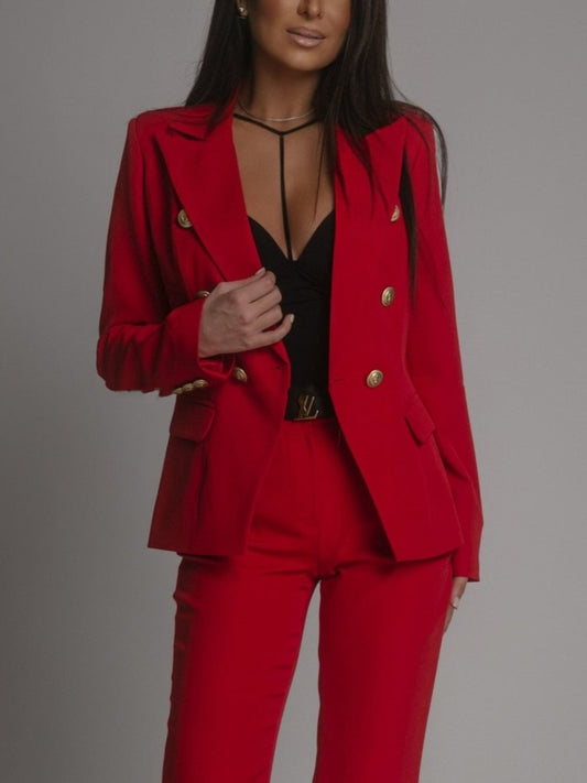 Women's Double Breasted Blazer Suit - Fashinoza