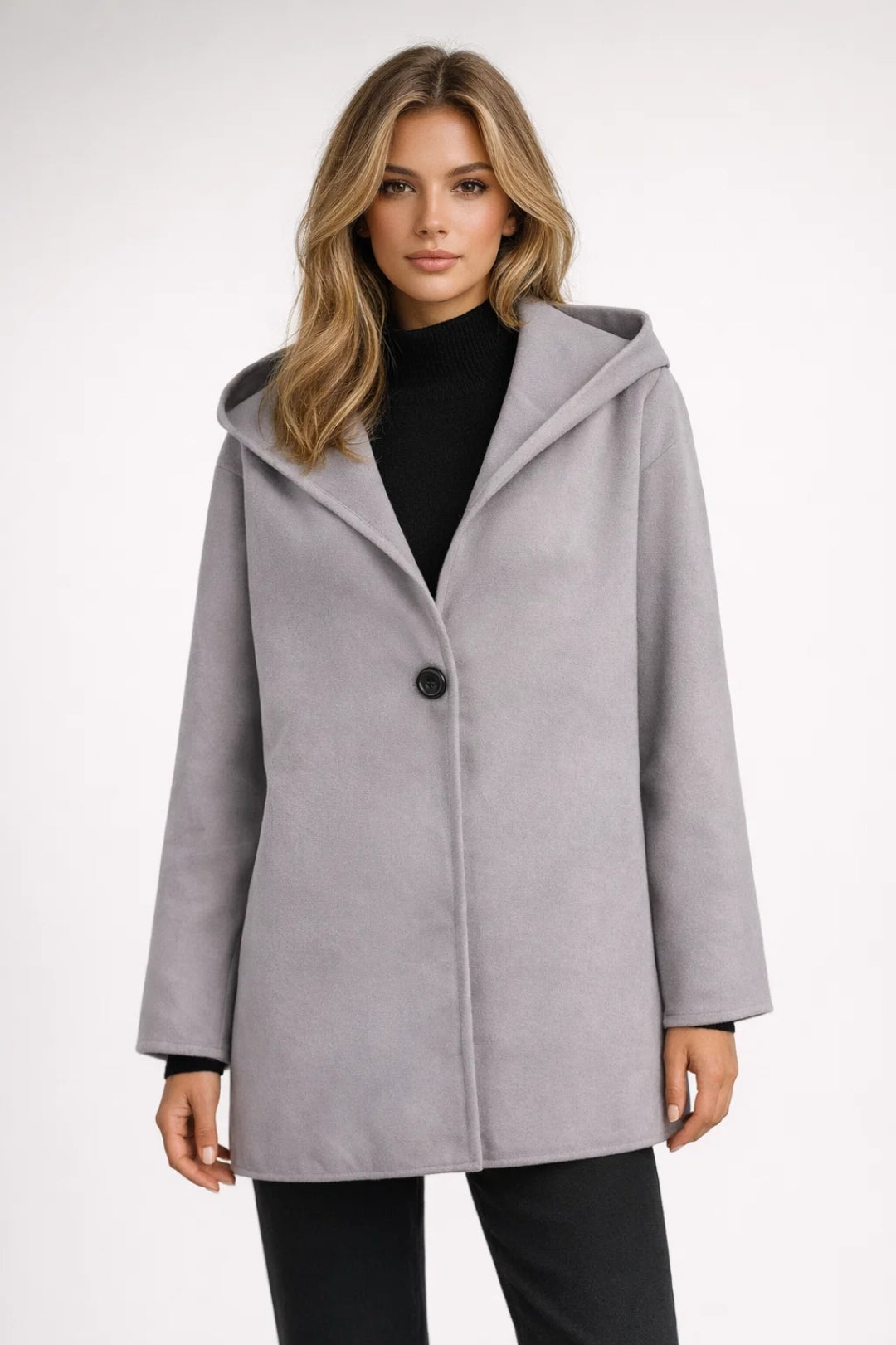 Women's Relaxed Fit Hooded Coat - Fashinoza