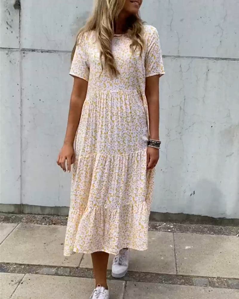 Women's Tiered Midi Dress - Fashinoza