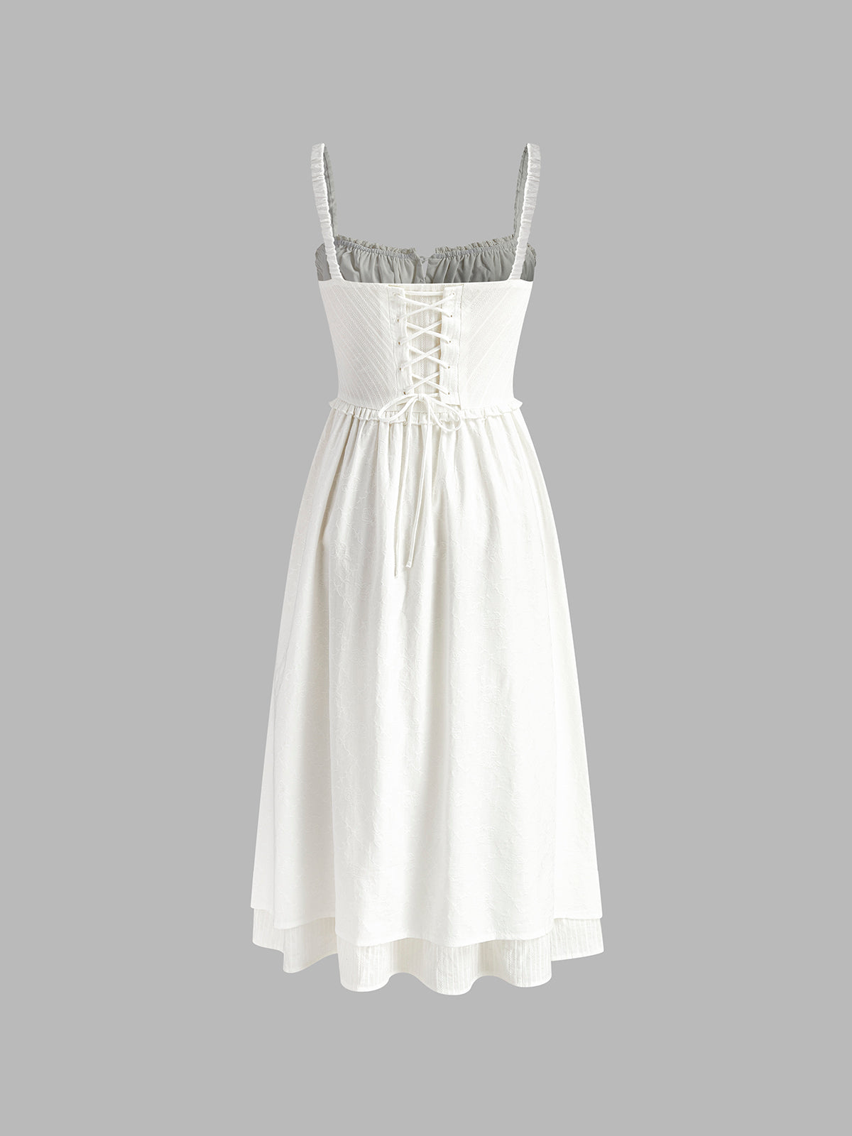 Women's Midi Dress Ruffle Hem Spaghetti Strap Button Front