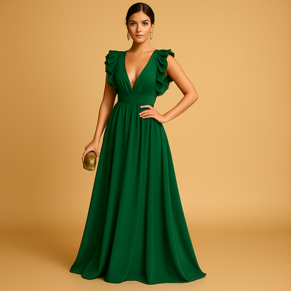 Women's Ruffle Long Sleeve Dress - 
Fashinoza