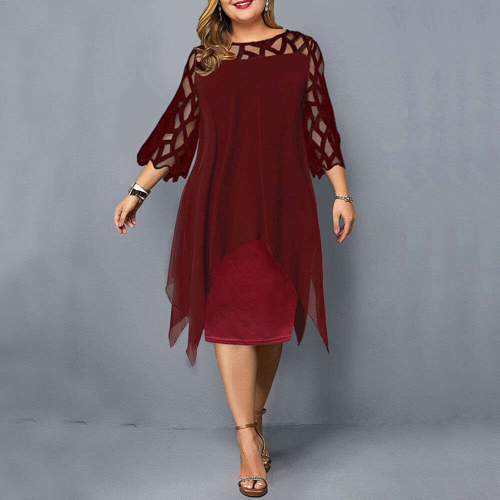 Women's Plus Size Midi Dress Flowy Draped Design