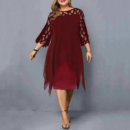 Women's Plus Size Midi Dress Flowy Draped Design