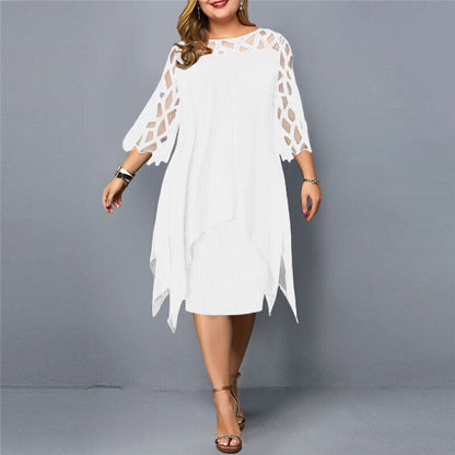 Women's Plus Size Midi Dress Flowy Draped Design