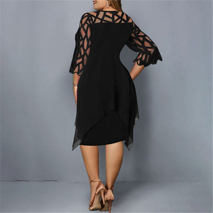 Women's Plus Size Midi Dress Flowy Draped Design