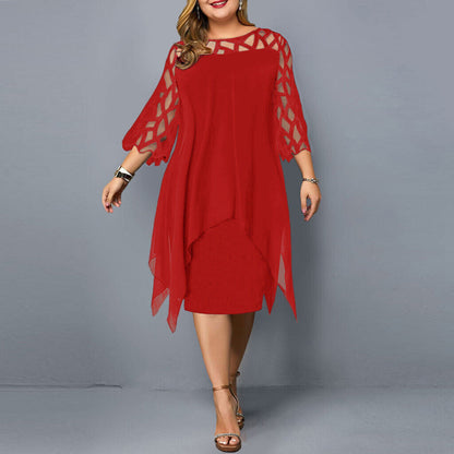 Women's Plus Size Midi Dress Flowy Draped Design