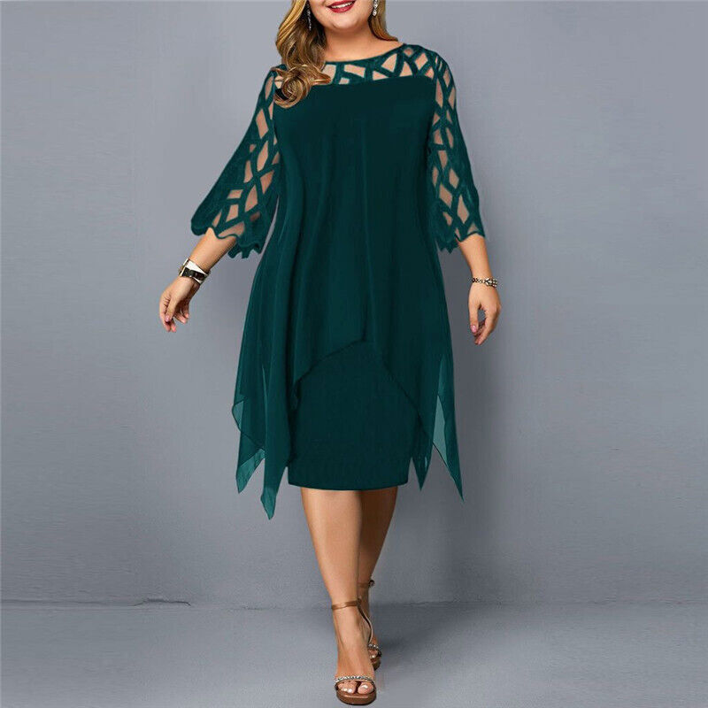 Women's Plus Size Midi Dress Flowy Draped Design