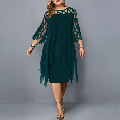 Women's Plus Size Midi Dress Flowy Draped Design