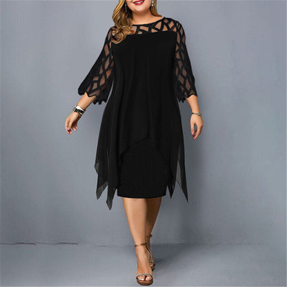 Women's Plus Size Midi Dress Flowy Draped Design