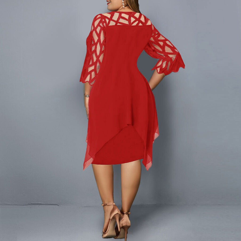Women's Plus Size Midi Dress Flowy Draped Design