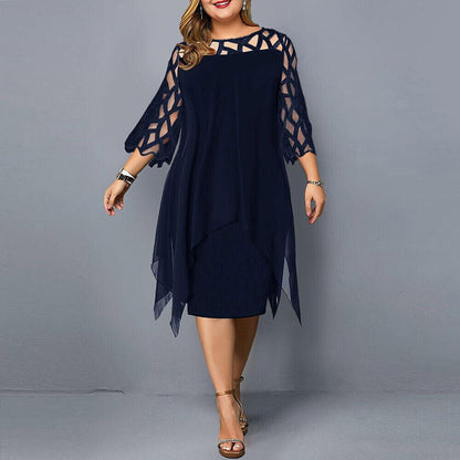 Women's Plus Size Midi Dress Flowy Draped Design
