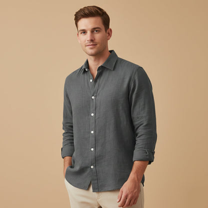 Men's Cotton Linen Shirt Relaxed Fit Breathable