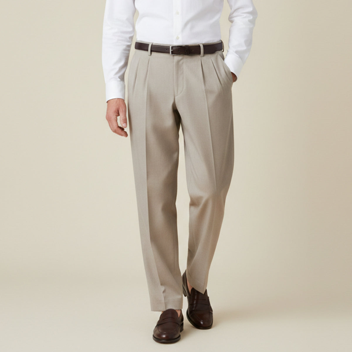 Men's Linen Loose Fit Pants Breathable Beige