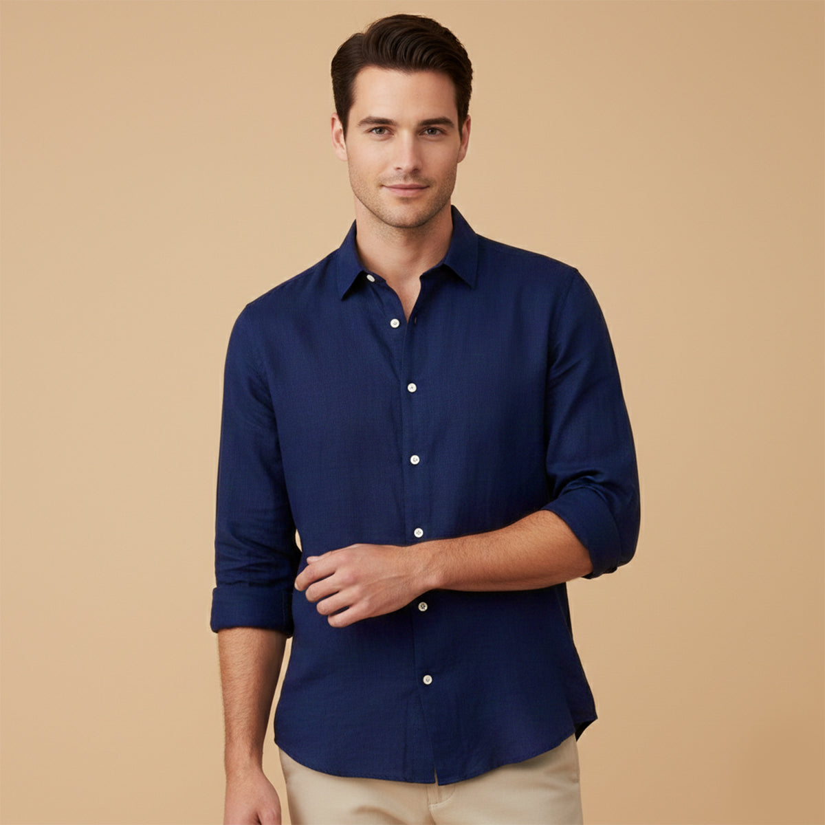 Men's Casual Cotton Linen Shirt Relaxed Fit
