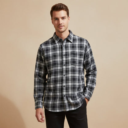 Men's Plaid Casual Shirt Loose Fit Retro