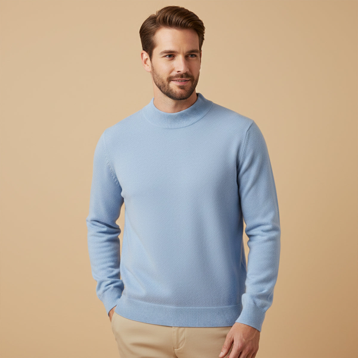 Men's Mock Neck Knit Sweater Plain