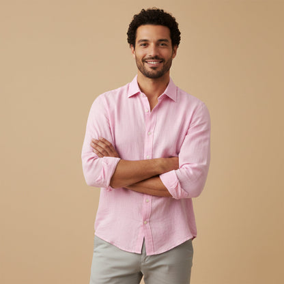 Men's Cotton Linen Shirt Relaxed Fit Breathable