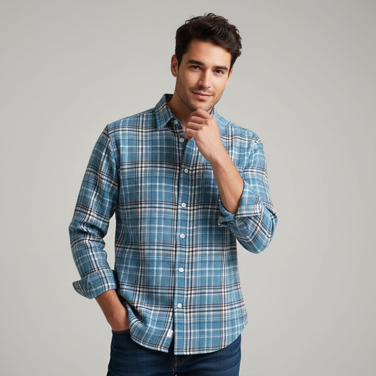 Men's Plaid Casual Shirt Loose Fit Retro