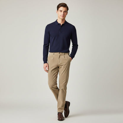 Men's Corduroy Pants Elastic Waist Casual Brown
