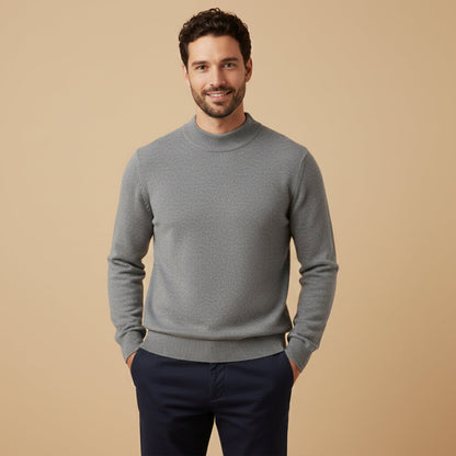 Men's Mock Neck Knit Sweater Plain