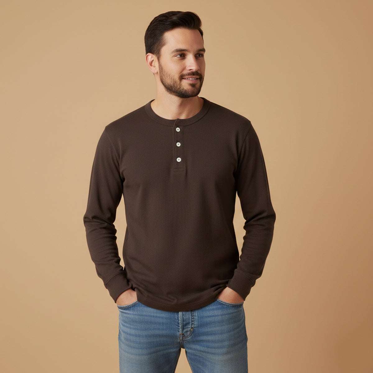 Men's Cotton Casual Henley Shirt