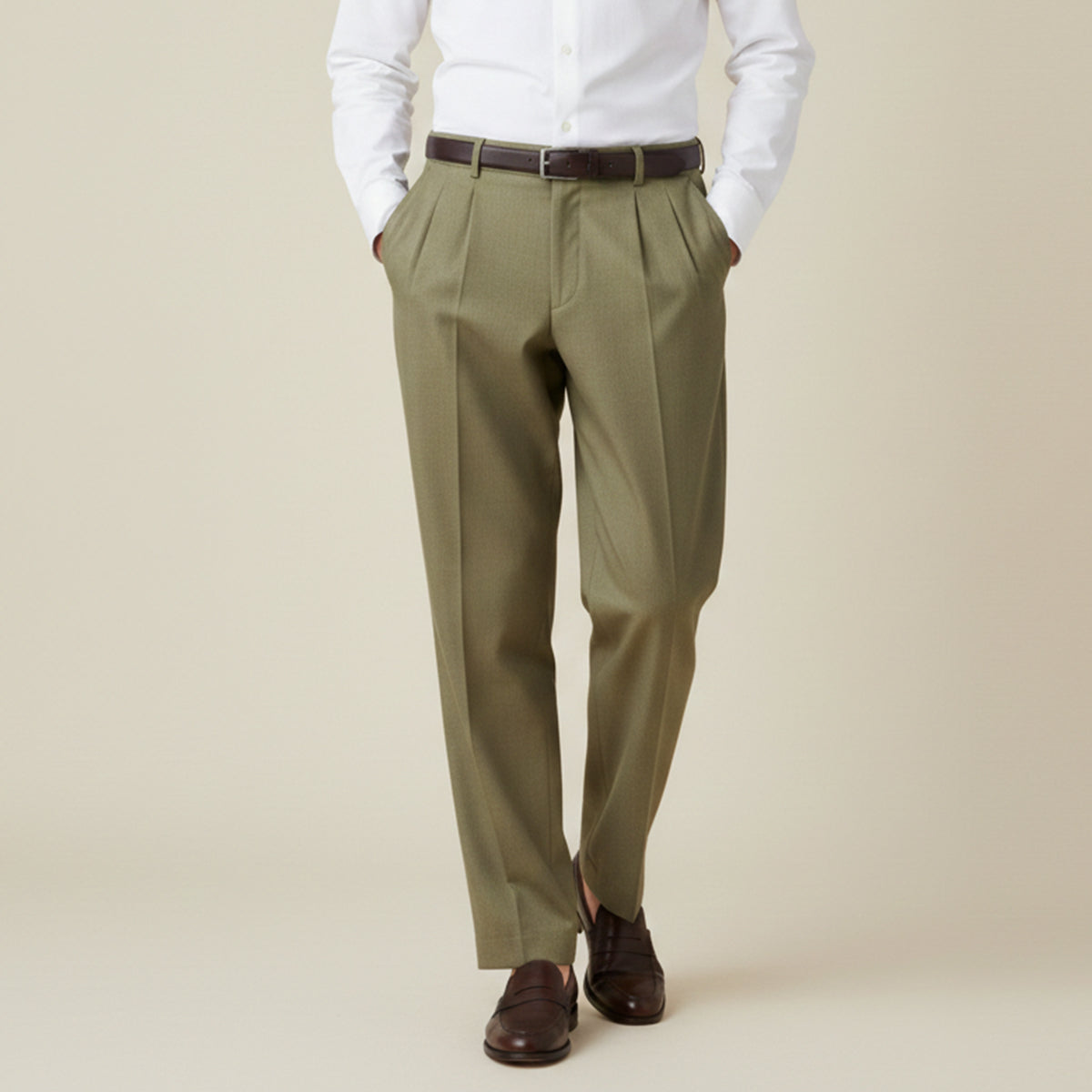 Men's Linen Loose Fit Pants Breathable Beige