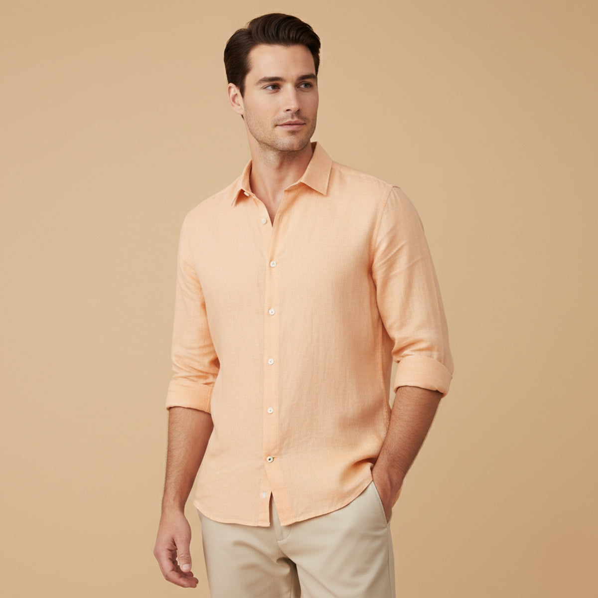 Men's Casual Cotton Linen Shirt Relaxed Fit