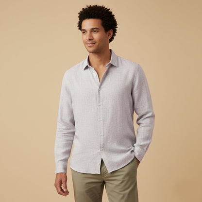 Men's Linen Button Up Shirt Lightweight Beige