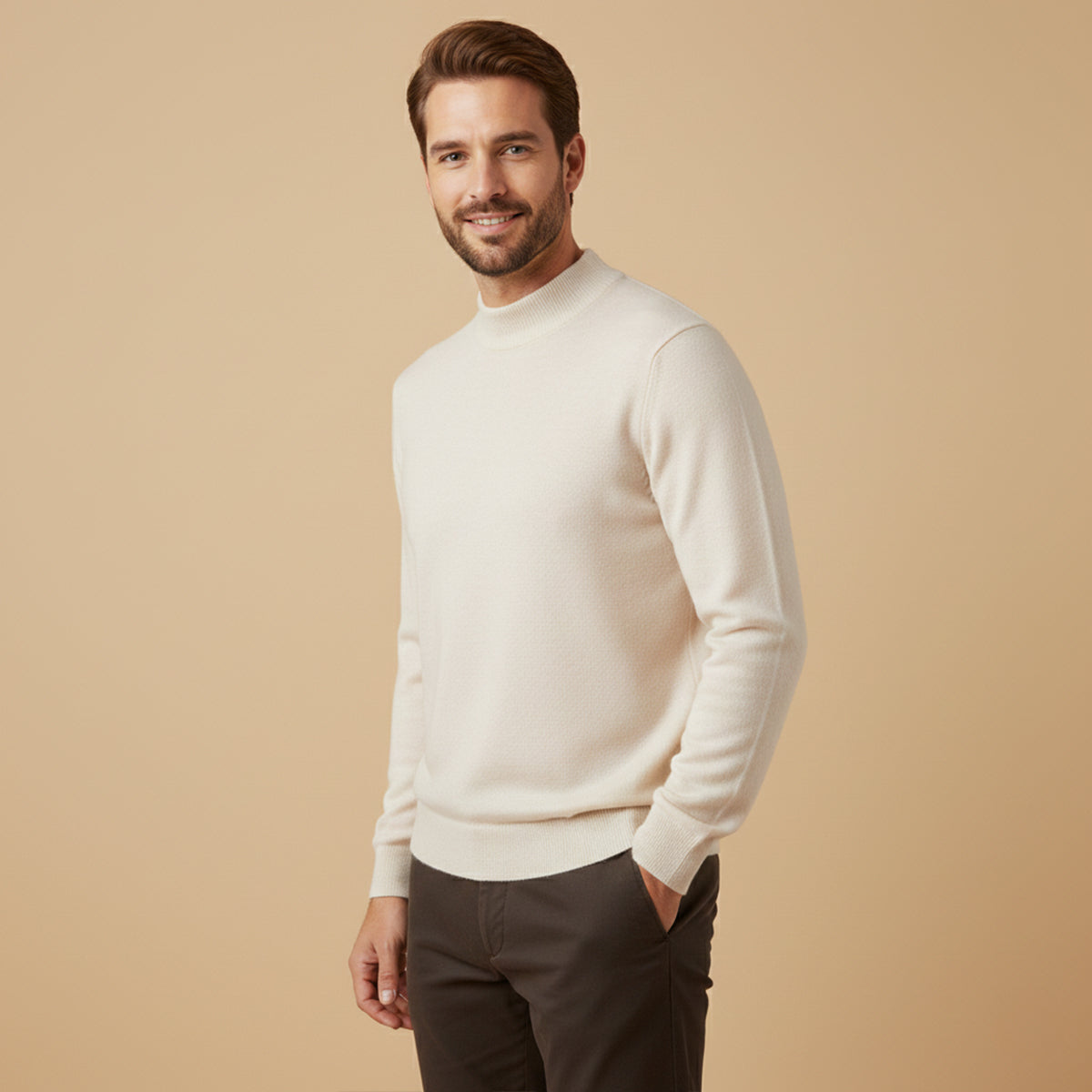 Men's Mock Neck Knit Sweater Plain