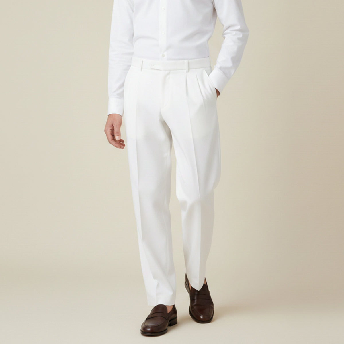 Men's Linen Loose Fit Pants Breathable Beige