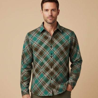 Men's Western Denim Shirt Soft Two Tone Patchwork Blue