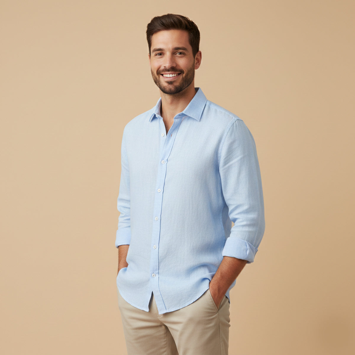 Men's Cotton Linen Shirt Relaxed Fit Breathable