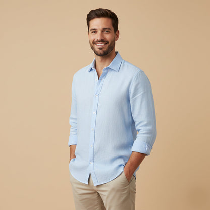 Men's Cotton Linen Shirt Relaxed Fit Breathable