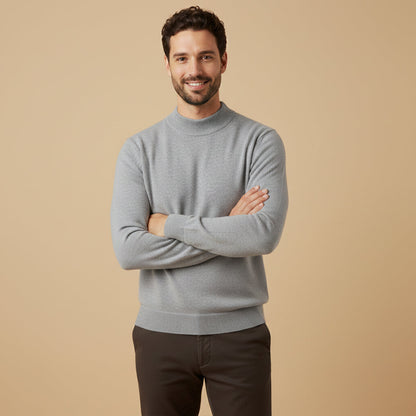 Men's Mock Neck Knit Sweater Plain