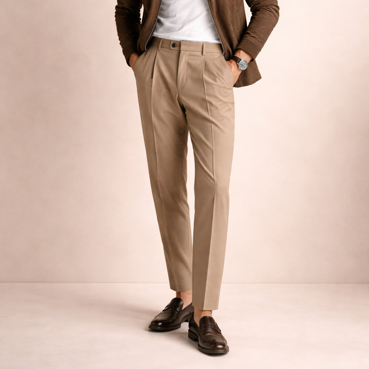 Men's Tailored Pleated Pants Classic Wool
