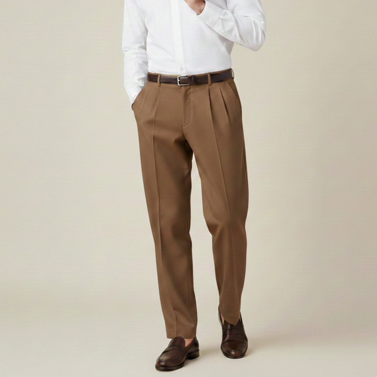 Men's Linen Loose Fit Pants Breathable Beige