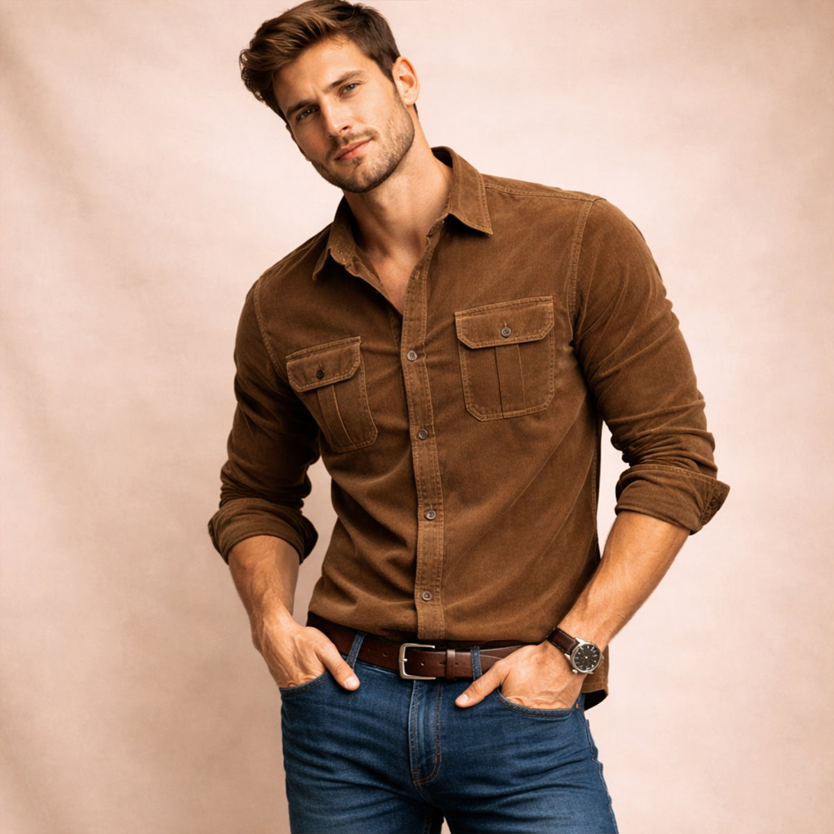 Men's Corduroy Button Down Shirt