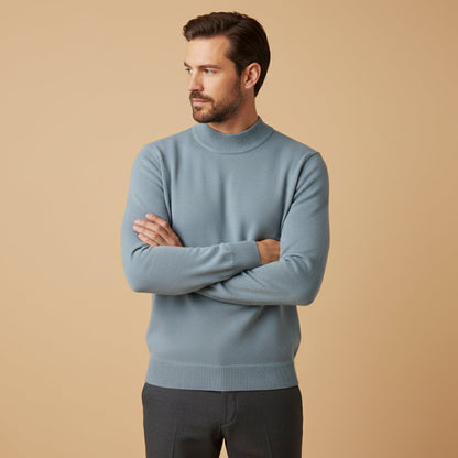 Men's Mock Neck Knit Sweater Plain