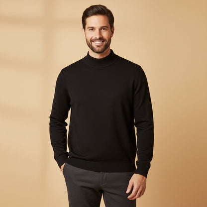 Men's Mock Neck Knit Sweater Plain