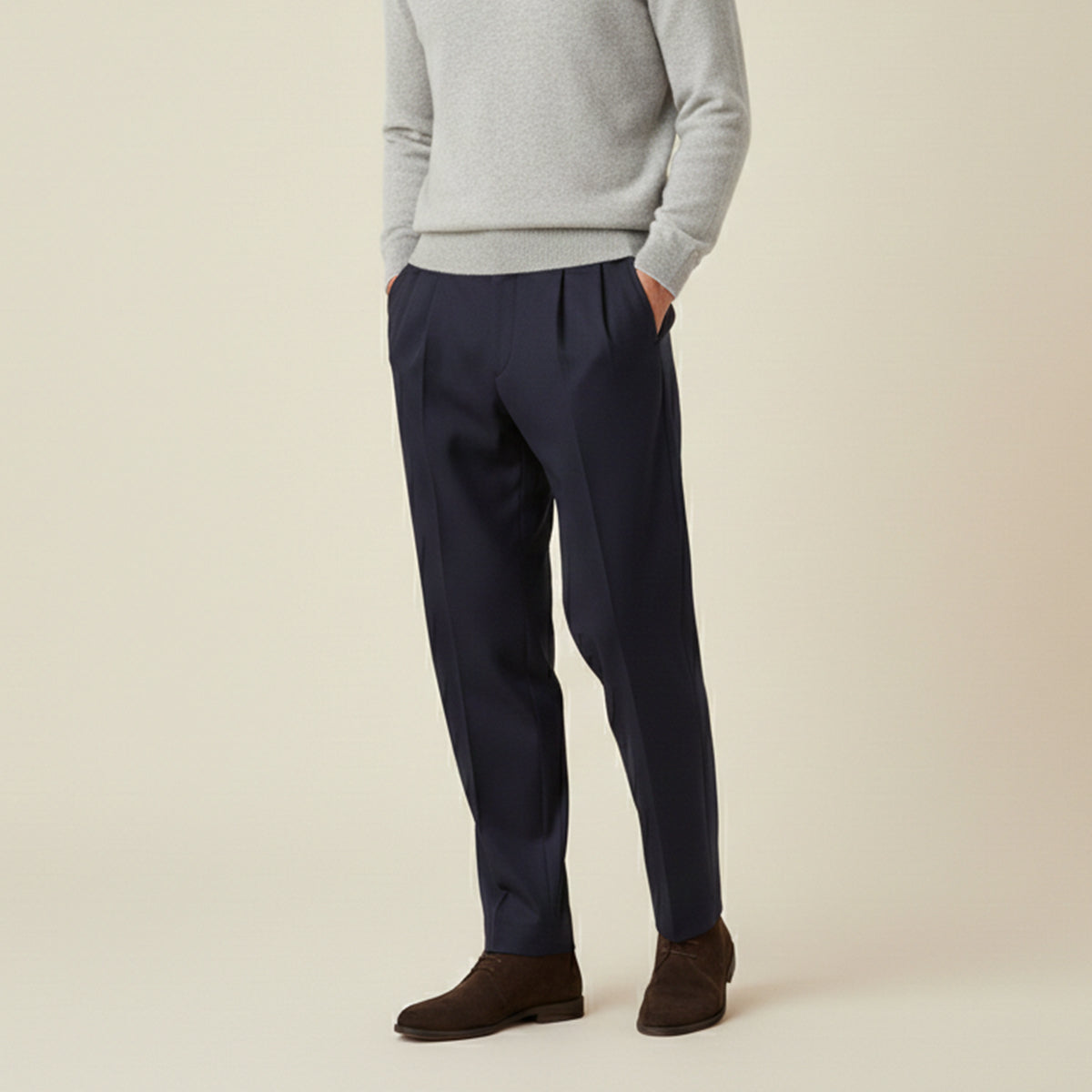 Men's Linen Loose Fit Pants Breathable Beige