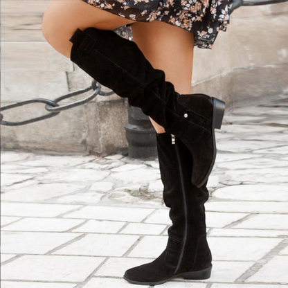 Women's Knee-High Boots Low Heel Closed Toe