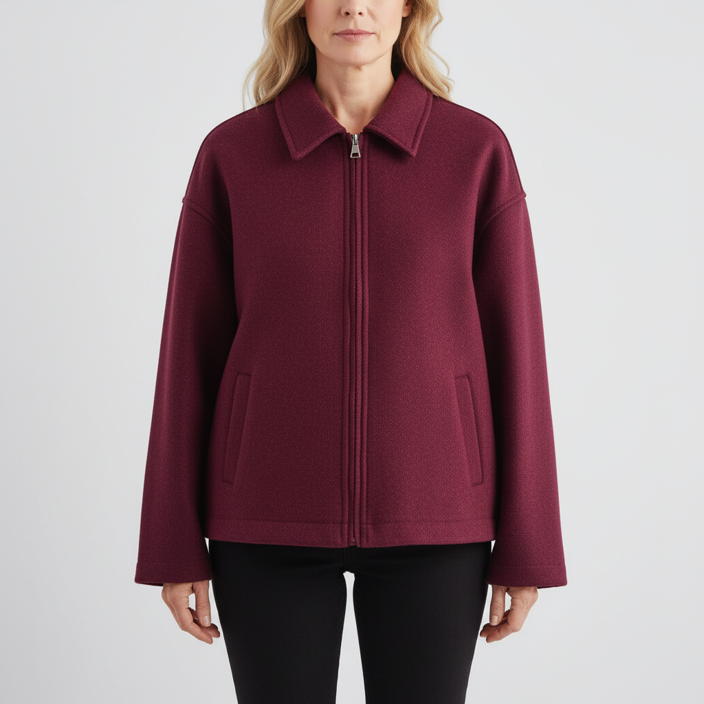 Women's Relaxed Fit Zip Up Jacket - Fashinoza