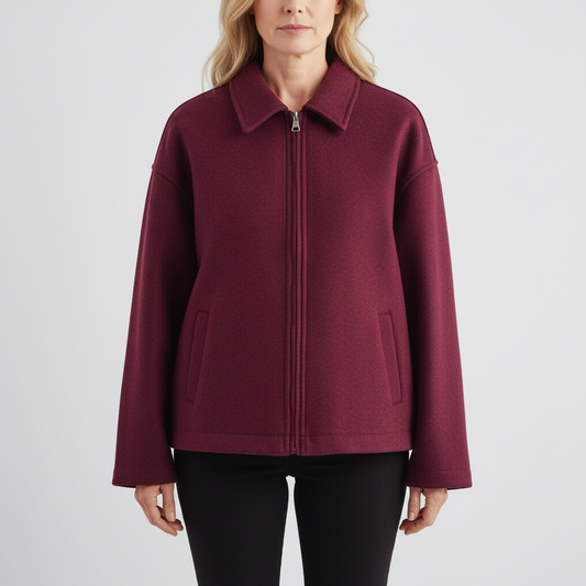 Women's Relaxed Fit Zip Up Jacket - Fashinoza