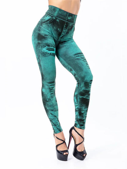 Image of Sally | Women's High-Waisted Distressed Leggings