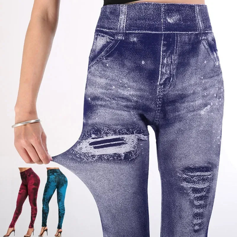Image of Sally | Women's High-Waisted Distressed Leggings