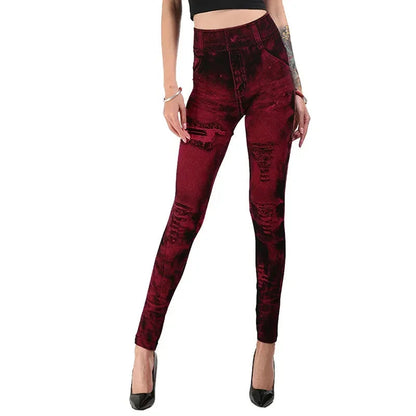 Image of Sally | Women's High-Waisted Distressed Leggings